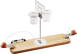Hammer + Axe 2-Player Wooden Basketball Game, Vintage-Inspired Tabletop Hoops, 2 Shot Glass Baskets for Extra Fun, Drinking Game for Adults, Perfect for Bar or Man Cave, Keep Score with Sliding Rings