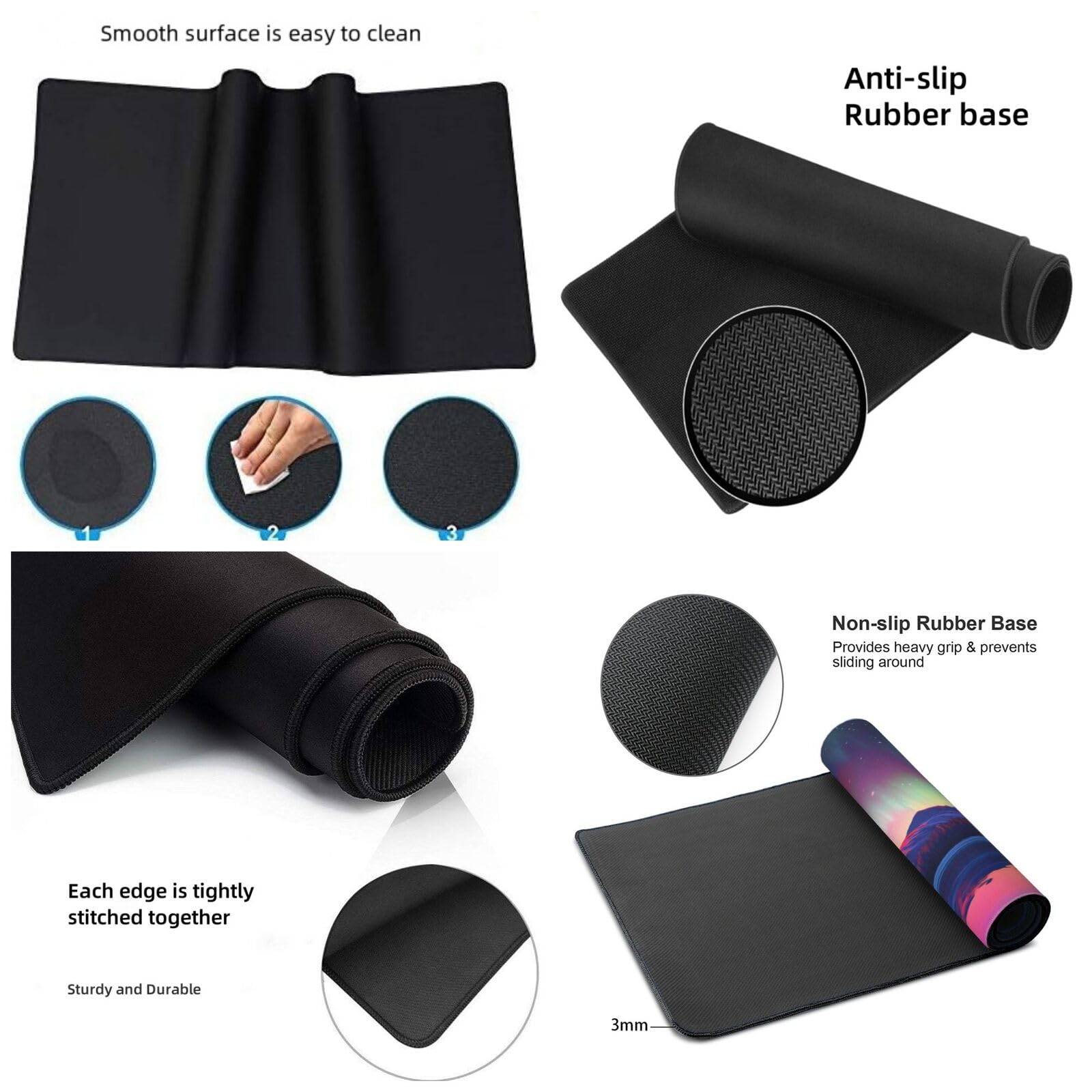 Tappetino Mouse XXL Aurora & Lago, 100 x 50 cm Tappetino da Scrivania G402 | Tappetino per Mouse, Base in Gomma Antiscivolo, Superficie Impermeabile, Bordi Cuciti, Tappetino Scrivania per Ufficio, Gioco