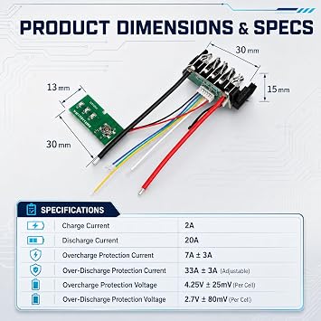 Circuit Protection Board for Dewalt for DCB200 20V Power Tools Plastic Shell Electronic Component for PCB Replacement Module
