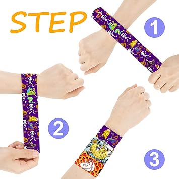 Anprola 50Pcs Snake Slap Bracelets Cartoon Snap Bracelets Cute Reptile Animal Wristbands Party Favors Decoration Supplies for Kids Birthday Party Gifts Bags Filler Classroom Prize Rewards