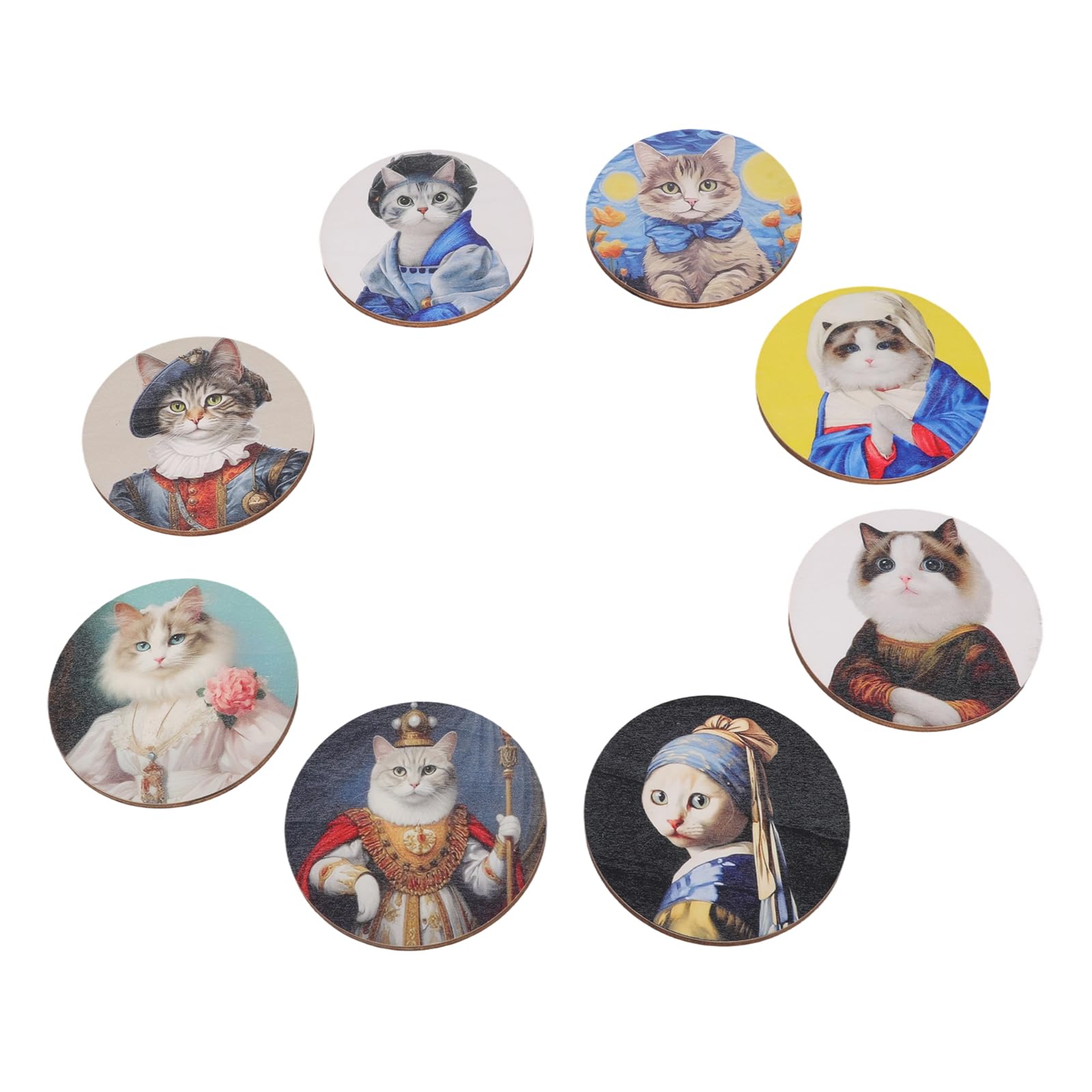 Tsophreniq Beautiful Creative Cats Theme Wood Coasters Drink Set for Hot Beverages Prevents Table From Heat and Scratches Hot Drink