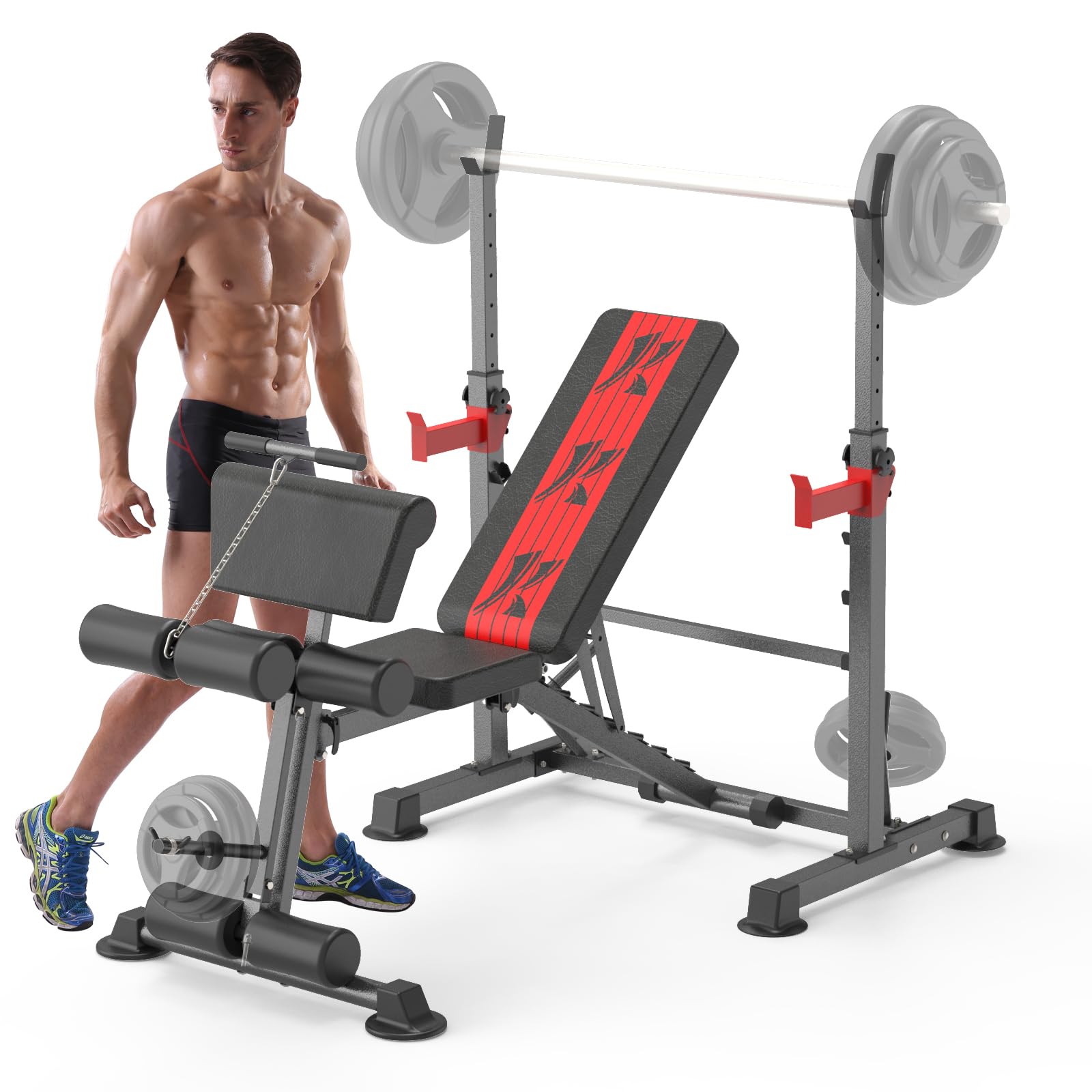 K Kingkang 900lbs Weight Bench Set With Squat Rack Heavy