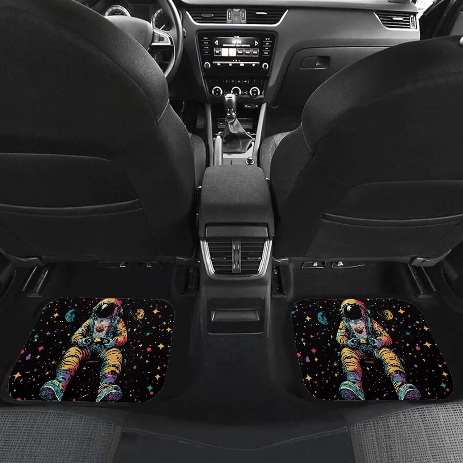 Amzbeauty Astronaut Planet Print Car Floor Mats Front Back Anti-Slip for Most Vehicles Car SUV Van & Truck