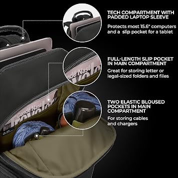 Briggs & Riley Medium Cargo Backpack - Carry On Travel Backpack for Women & Men, Personal Item Bag, Self-Repairing Zippers, Padded Straps, Fits up to 15.6 Laptop - HTA Collection, Black