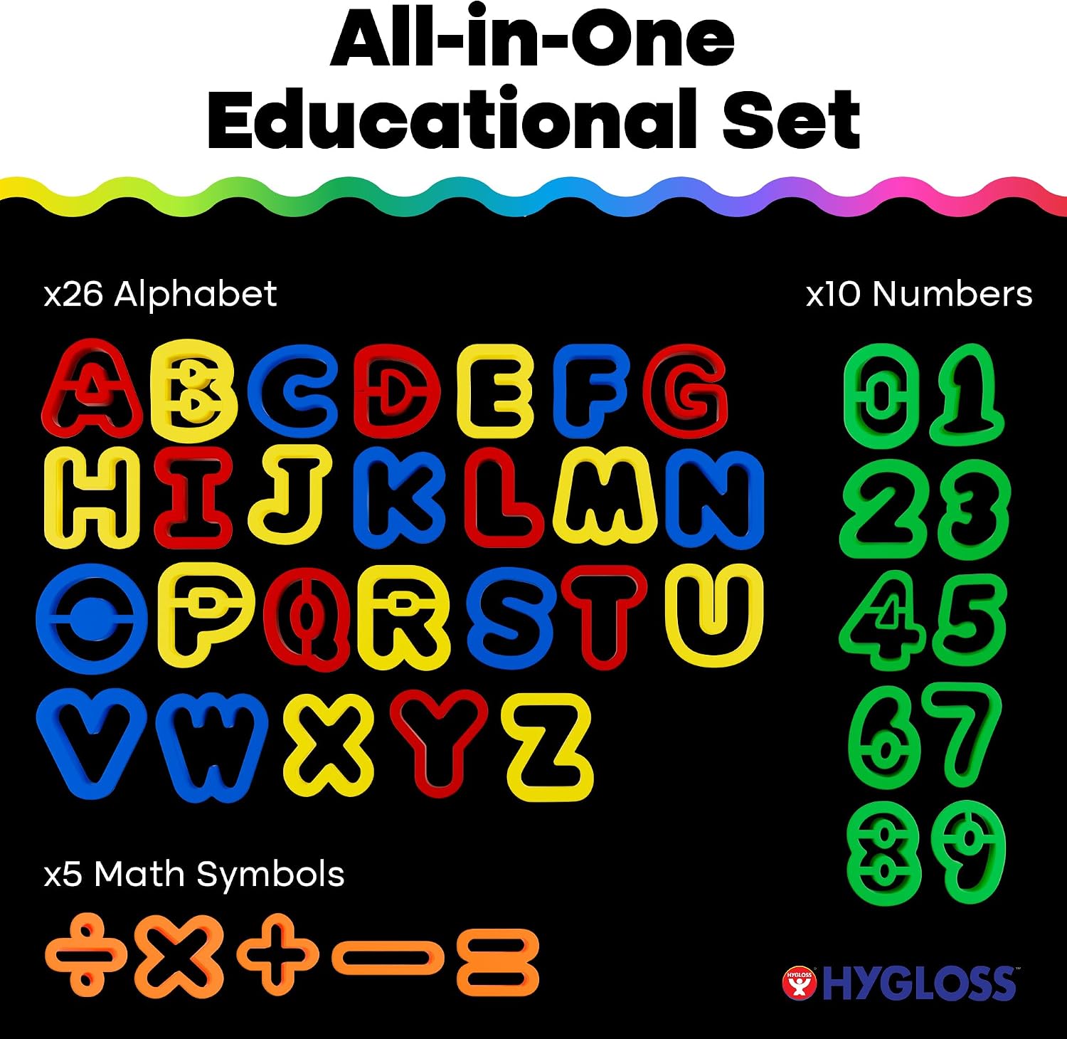 Hygloss 41-Piece Alphabet Cutters Set - ABC Letter and Number Mold Kit