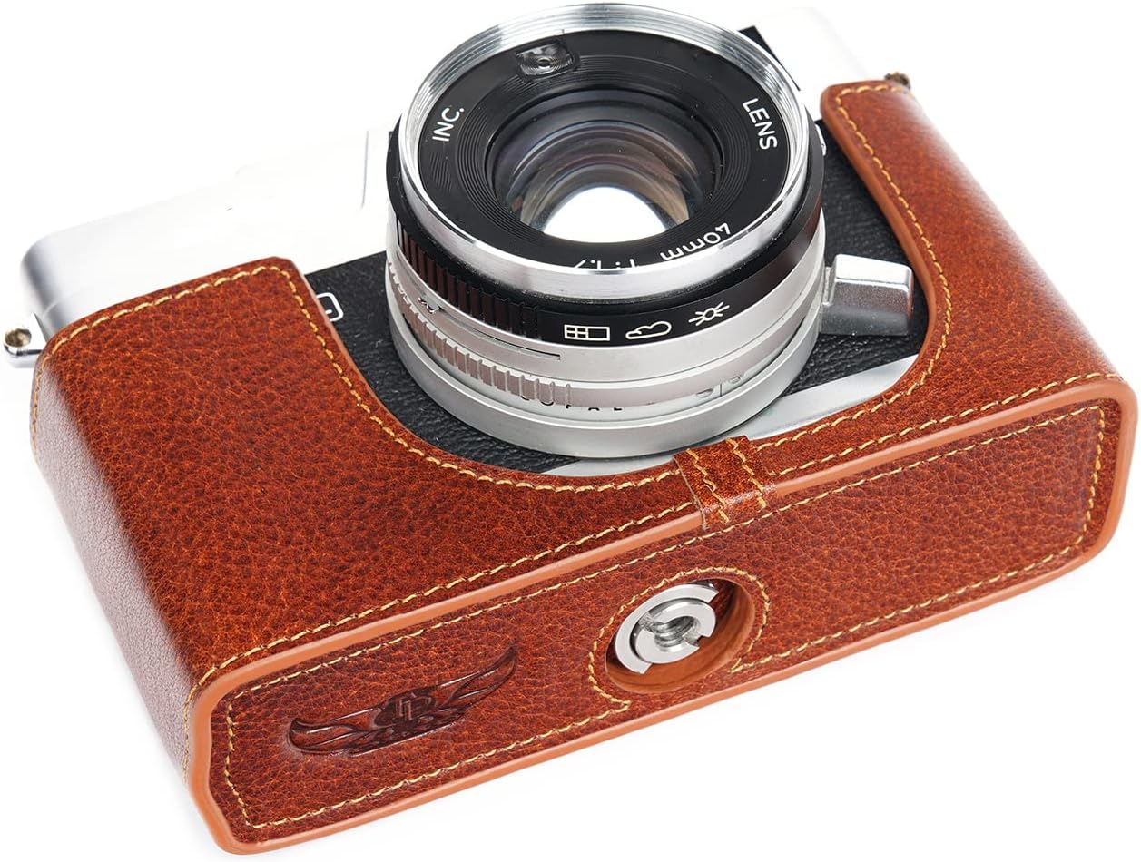 TP Original Handmade Genuine Real Leather Half Camera Case Bag Cover for CANON Canonet QL17 GIII QL19 GIII Rufous color