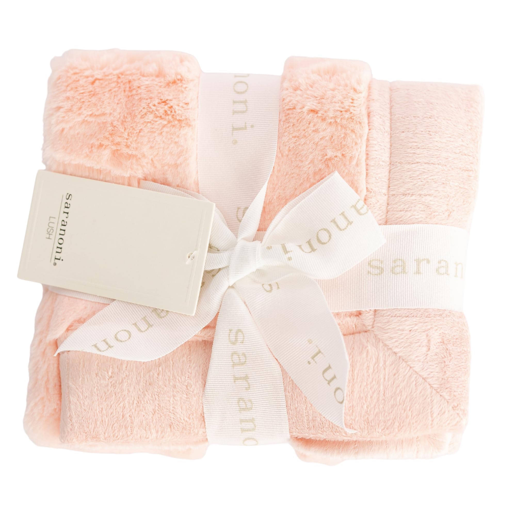 Saranoni Luxury Security Blankets for Babies | Ultra-Soft Lush and Boutique Quality Baby Blanket | Peach Blush, Mini - 15" x 20"