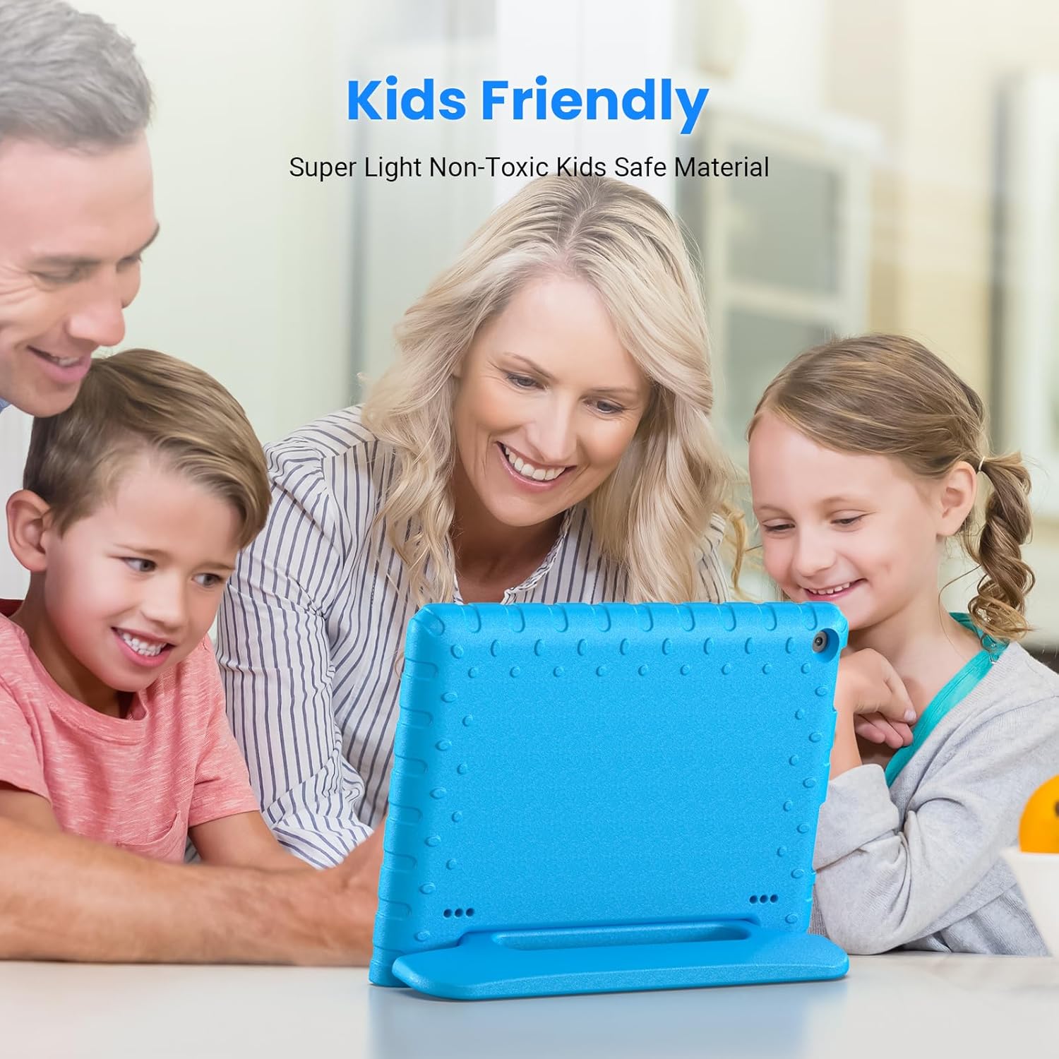 Kids Case for Fire HD 10 2019/2017/2015 Releases, HD 10 5th/7th/9th Gen Cover Shockproof Kid-Proof Flexible Durable Foam Cover with Handle Stand for Fire HD 10 2015/2017/2019 Releases (Blue)