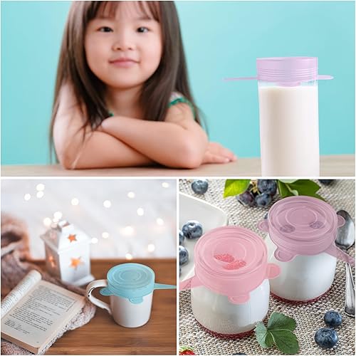 Miniatura 7 de KVK Tapas elásticas de silicona pequeñas, LFGB 100% silicona, tapa de almacenamiento de alimentos más gruesa, reutilizable, a prueba de fugas, apta