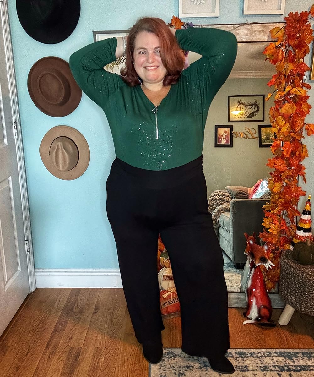 TIYOMI Womens Plus Size Pants Wide Leg Pants Casual Loose Adjustable Elastic Waist Summer Sweatpants with Pockets XL-5XL - Image 3