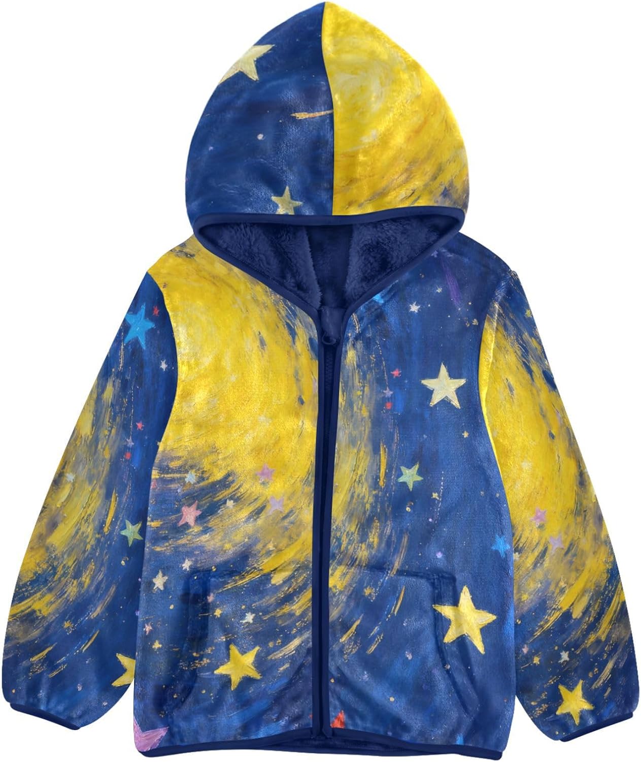 Colorful Fluorescent Planet Universe Toddler Fleece Jacket Outerwear Jackets Navy Blue Baby Boys Hoodie