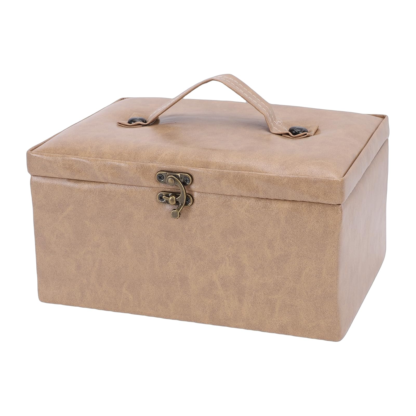 Leder-Nähkorb aus Holz, Tragbare Aufbewahrungsbox für Nadelfaden-Nähset-Werkzeuge, Vintage-Näh-Tragetasche mit Robuster Konstruktion, Ideal Zum Nähen von Heimwerkerbedarf