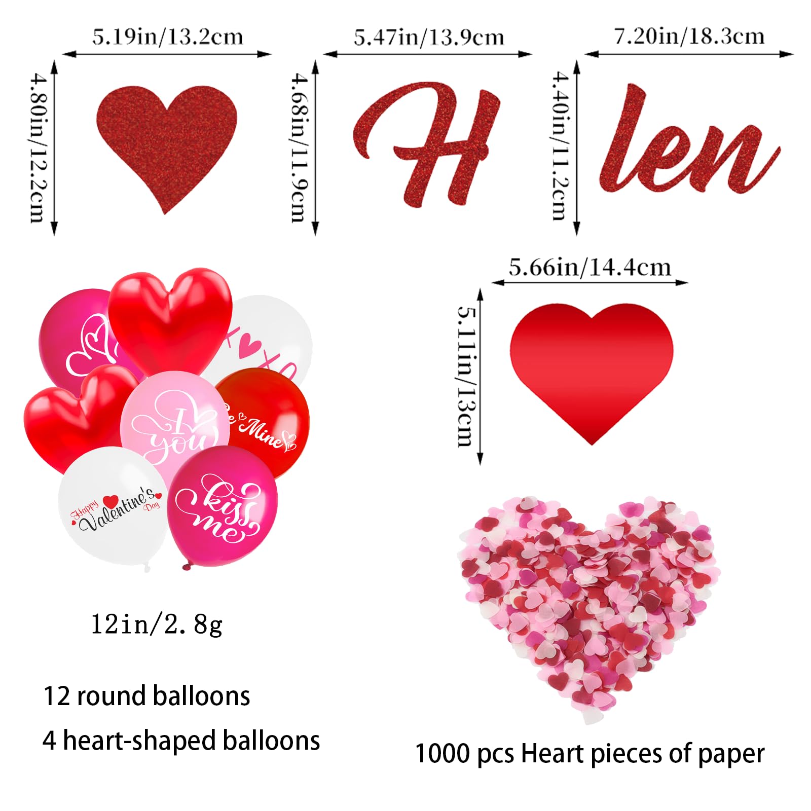 24PCS Valentines Decorations Suit Red Heart Balloons Happy Valentines Day Banner Red Heart Shaped Pendant Romantic Decorations Valentine'S Day Party Decoration Wedding Supplies Accessories - Image 2