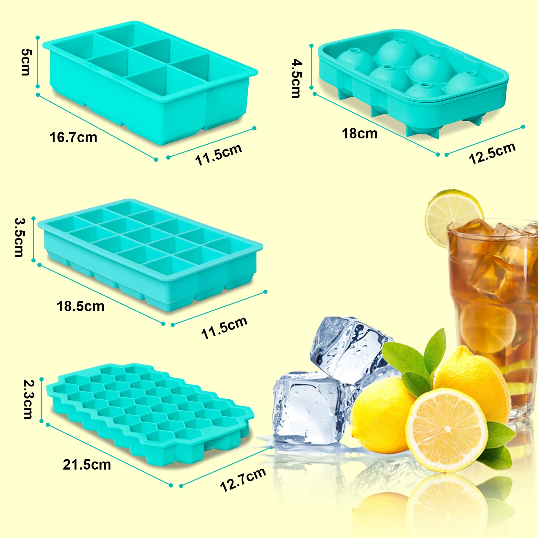 Stampo Per Cubetti Di Ghiaccio Flessibile E Senza BPA - 2 Vaschette Da 10 Cubetti Ciascuna Con Rilascio Facile - Per Bevande Fredde E Cocktail - Foto 12