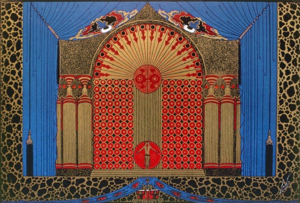 Ert Set Design 1925 Nset Design By Ert 1925 For An Oriental Ballet Scene In The Film Paris Released The Following Year Poster Print by (18 x 24)