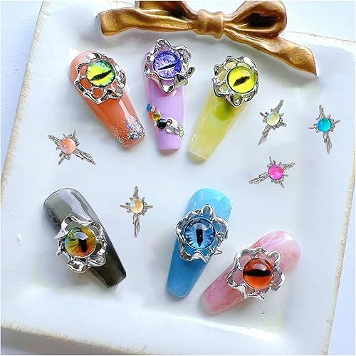 Miniatura 2 de Dijes de uñas de ojo de diablo y dijes de uñas de cruz, 22 piezas de diamantes de imitación de aleación 3D para uñas acrílicas, accesorios de joyas