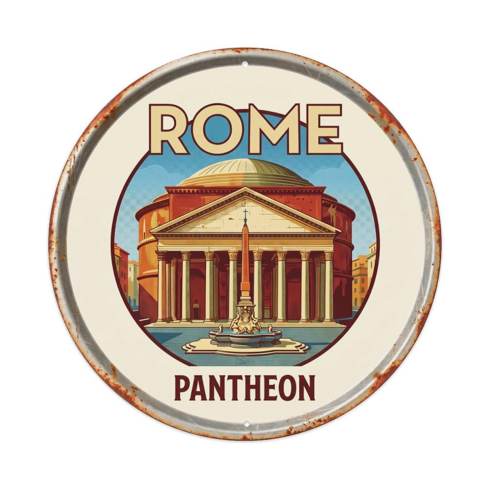 Rome Italy Pantheon City Landmark Travel Classic Metal Tin Sign