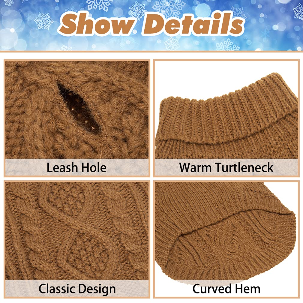 BINGPET Rollkragen Hundepullover - Zopfstrick Winterkleidung Für Hunde & Katzen