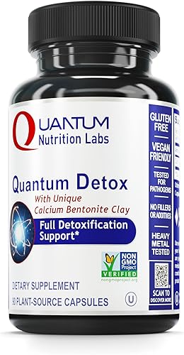 Quantum Nutrition Labs Quantum Detox - Cápsulas de arcilla de bentonita, cápsulas orgánicas de grado alimenticio, suplementos de arcilla de