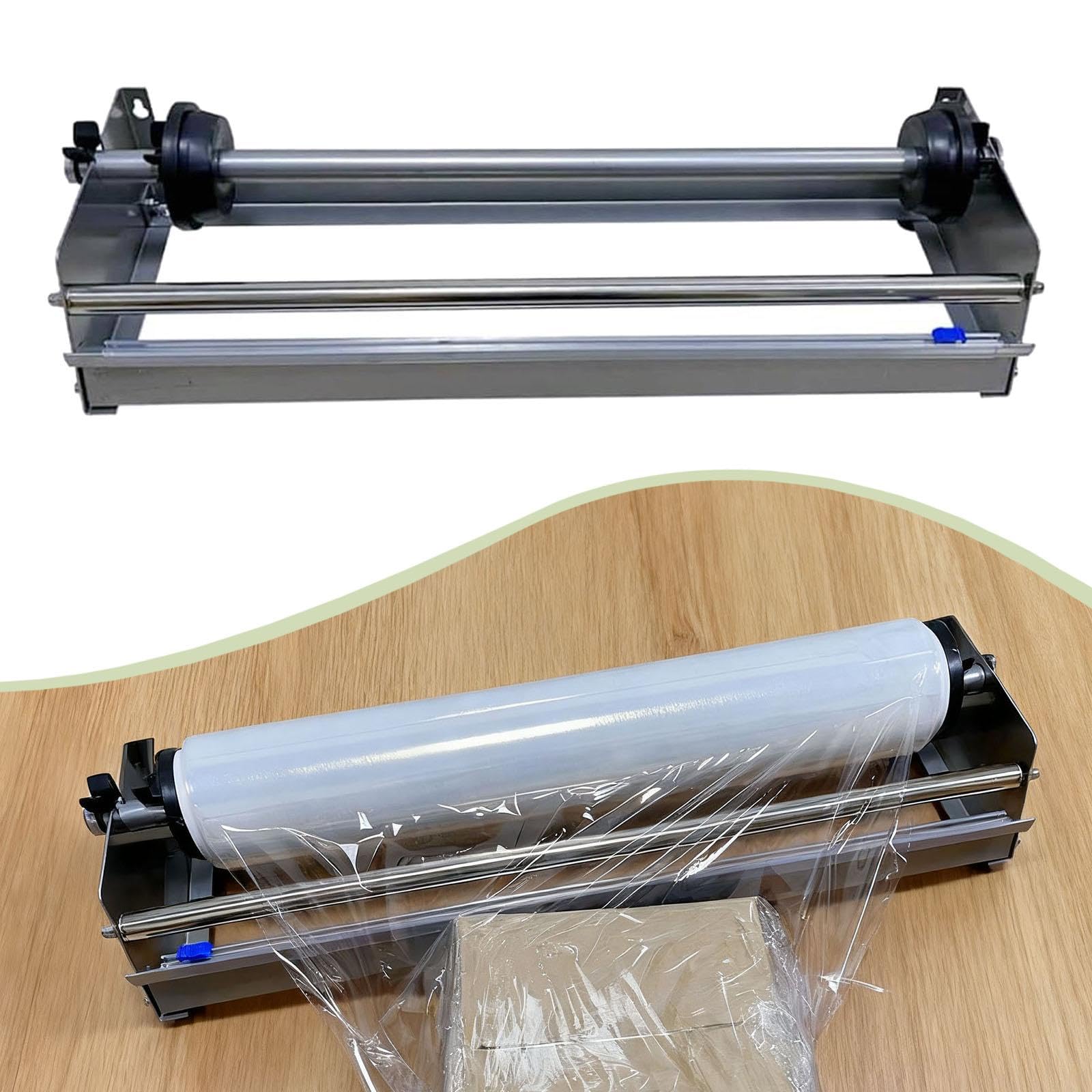 Stretchfolienabroller Palettenwickler Verpackungsfolienhalter Folienabroller Metallkonstruktion mit Integriertem Schneidemesser für Haushalte Betriebe, Silber