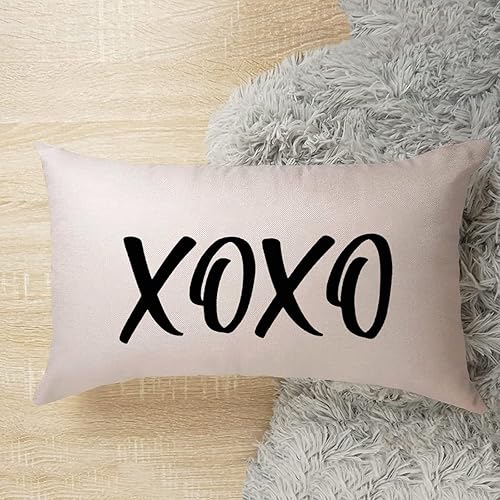 Miniatura 10 de Fundas de almohada decorativas de 12 x 20 pulgadas de algodón y lino con estampado de leopardo XOXO para el día de San Valentín para el sofá el día