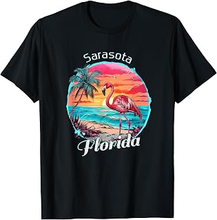 Sarasota Florida Beach Flamingo Tropical Souvenir Men Women Girls Kids T-Shirt