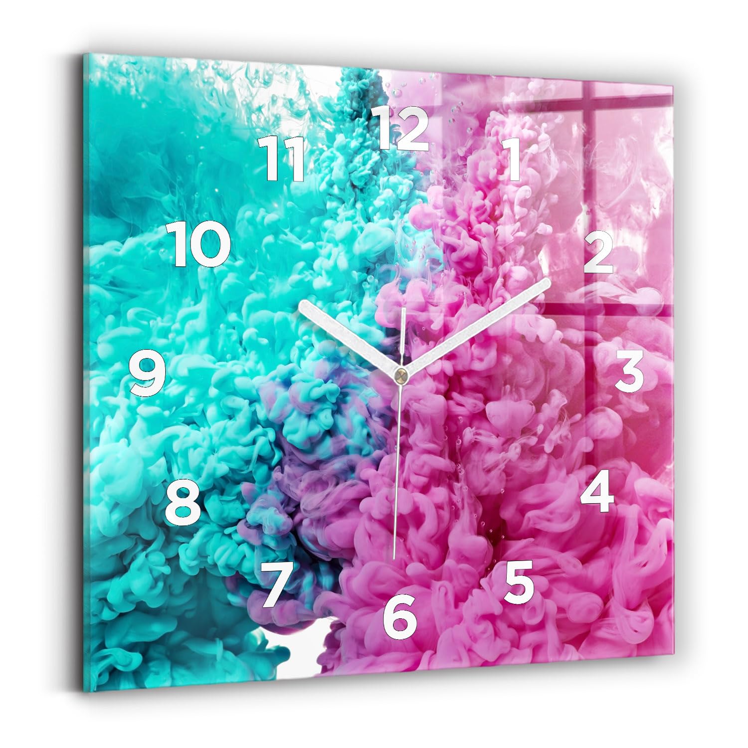 Horloge numérique moderne 30x30 cm silencieuse pour cuisine avec affichage analogique carrée