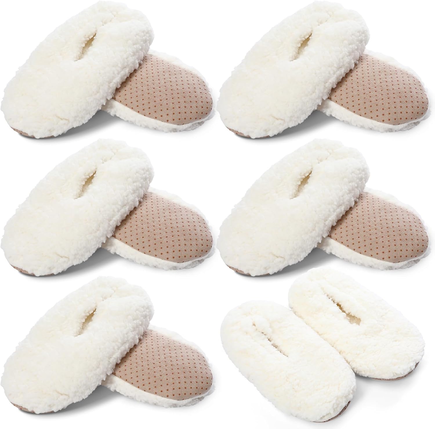 Mepase 6 Pairs Slipper Socks for Women Soft Sole Slipper Socks with Grip Bulk Washable Indoor Shoes for Gift Women Size