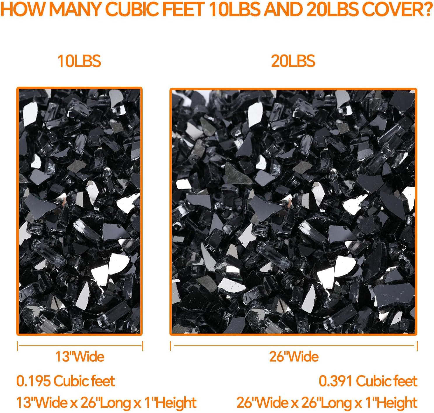 Hisencn 20 lbs Fire Pit Glass - 1/2 Inch Reflective Black Fire Glass for Fire Pits, Fireplaces & Fire Tables, Durable Fireplace Rocks for Indoor & Outdoor, Adding Style and Ambiance