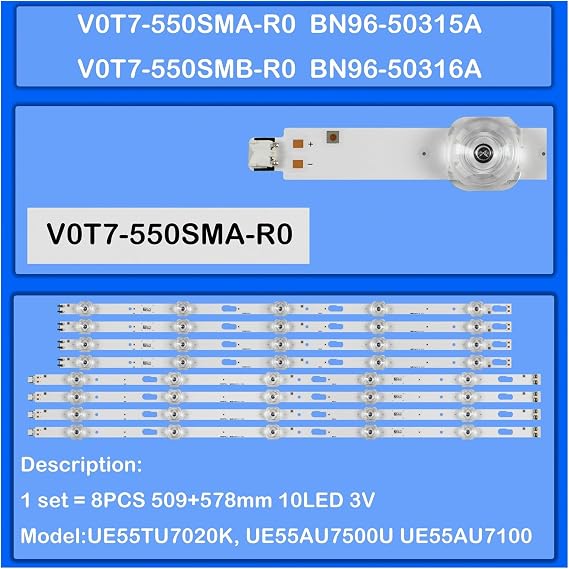 LED Backlight Strip for UE55TU7020K UE55AU7500U UE55AU7100U UE55TU7092U UA55TU8000 UN55TU7000G UN55TU8000G UE55TU7092 UE55AU7110