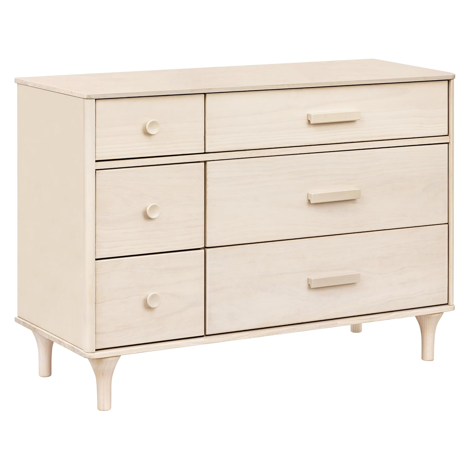 Babyletto Lolly 6-Drawer Assembled Double Dresser with Over 10-inch Drawer Extension in Washed Natural, Greenguard Gold Certified