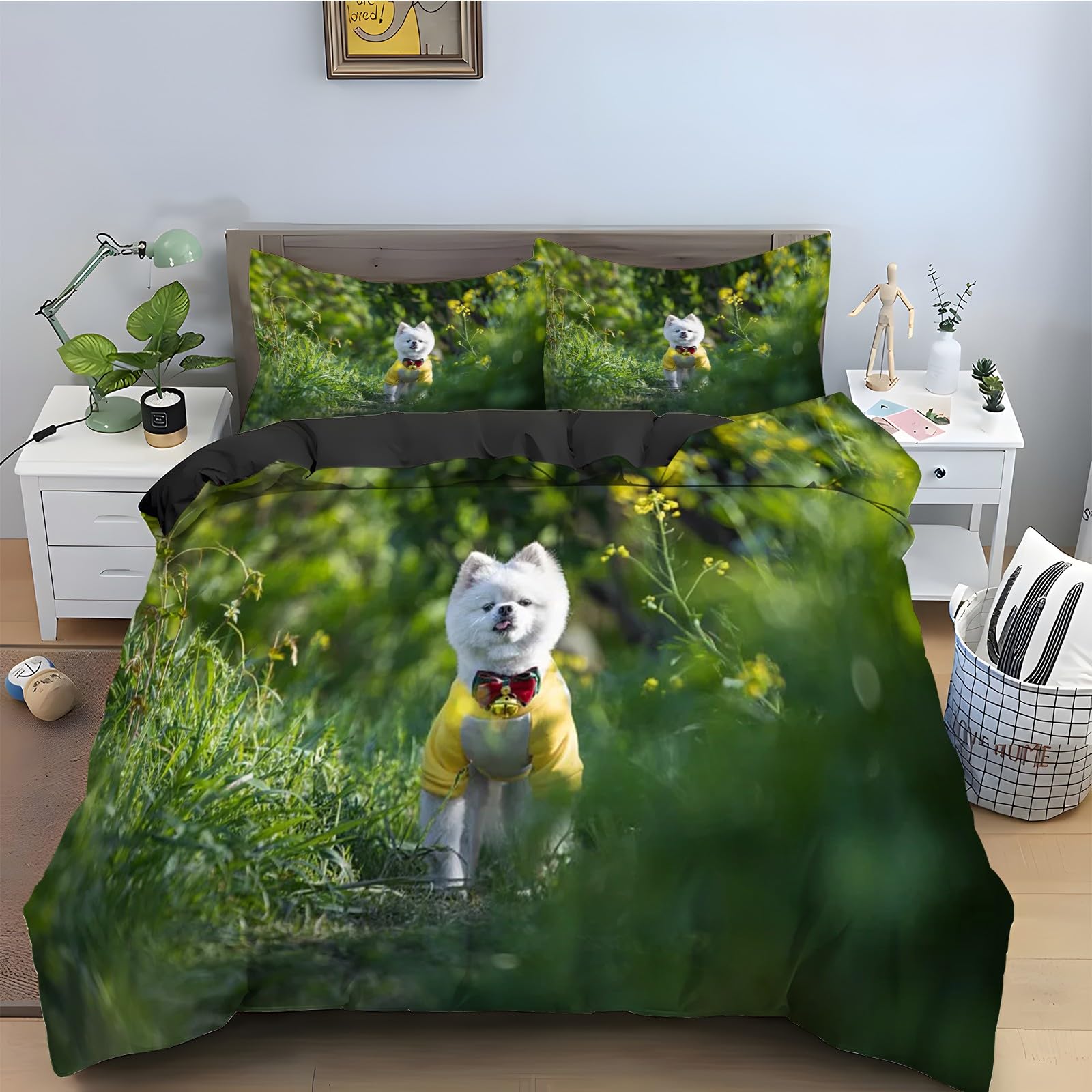 Housse Couette Fermeture Éclair 200x200 Évite la Couette qui Glisse Motif Chien