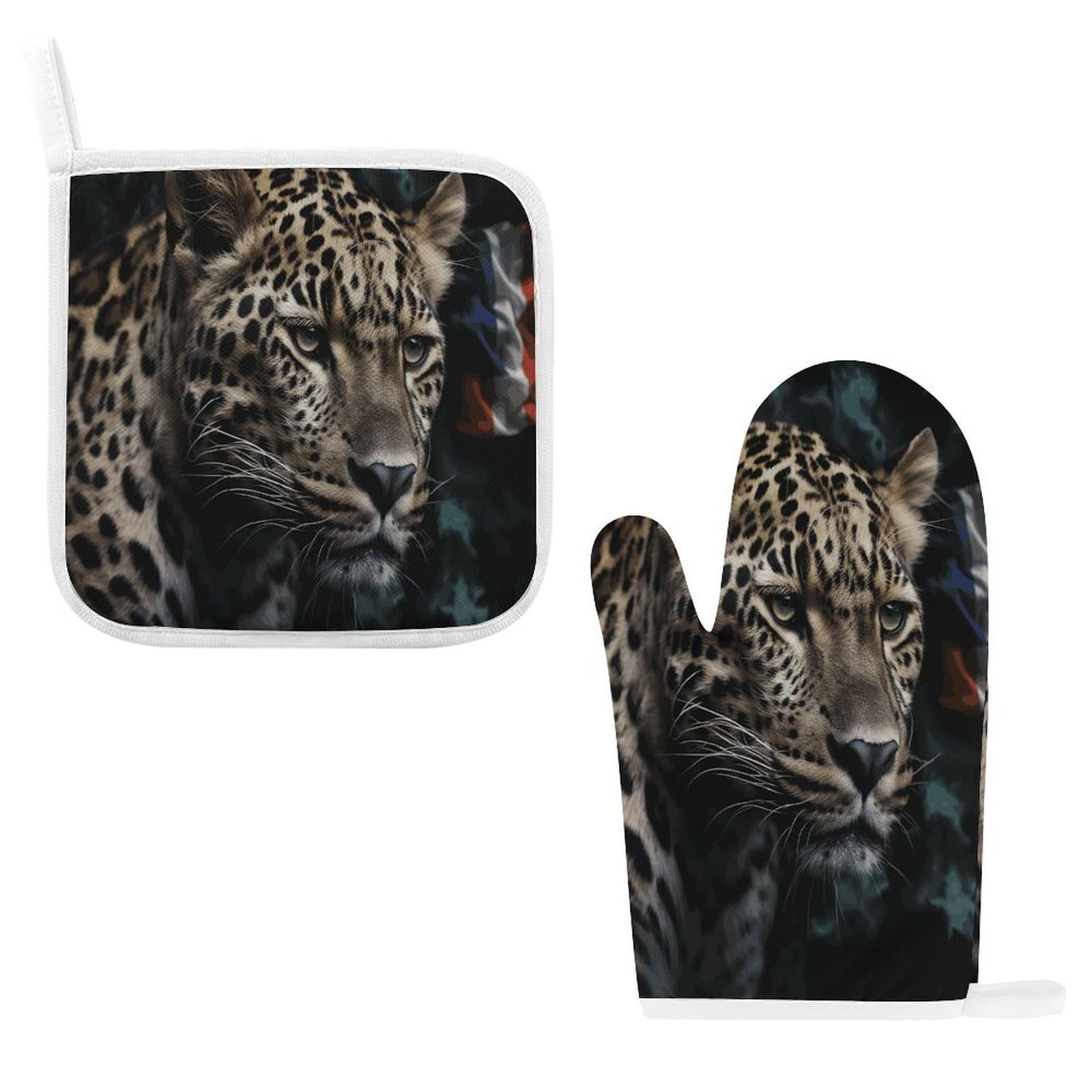 Fodpand Style Flag With Leopard Oven Mitts And Pot Holders Sets