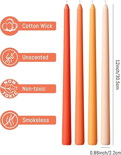 Miniatura 24 de Viyffo Velas cónicas marrones, paquete de 4 velas cónicas sin perfume de 12 pulgadas, 8 horas de tiempo de combustión, sin humo, para el hogar