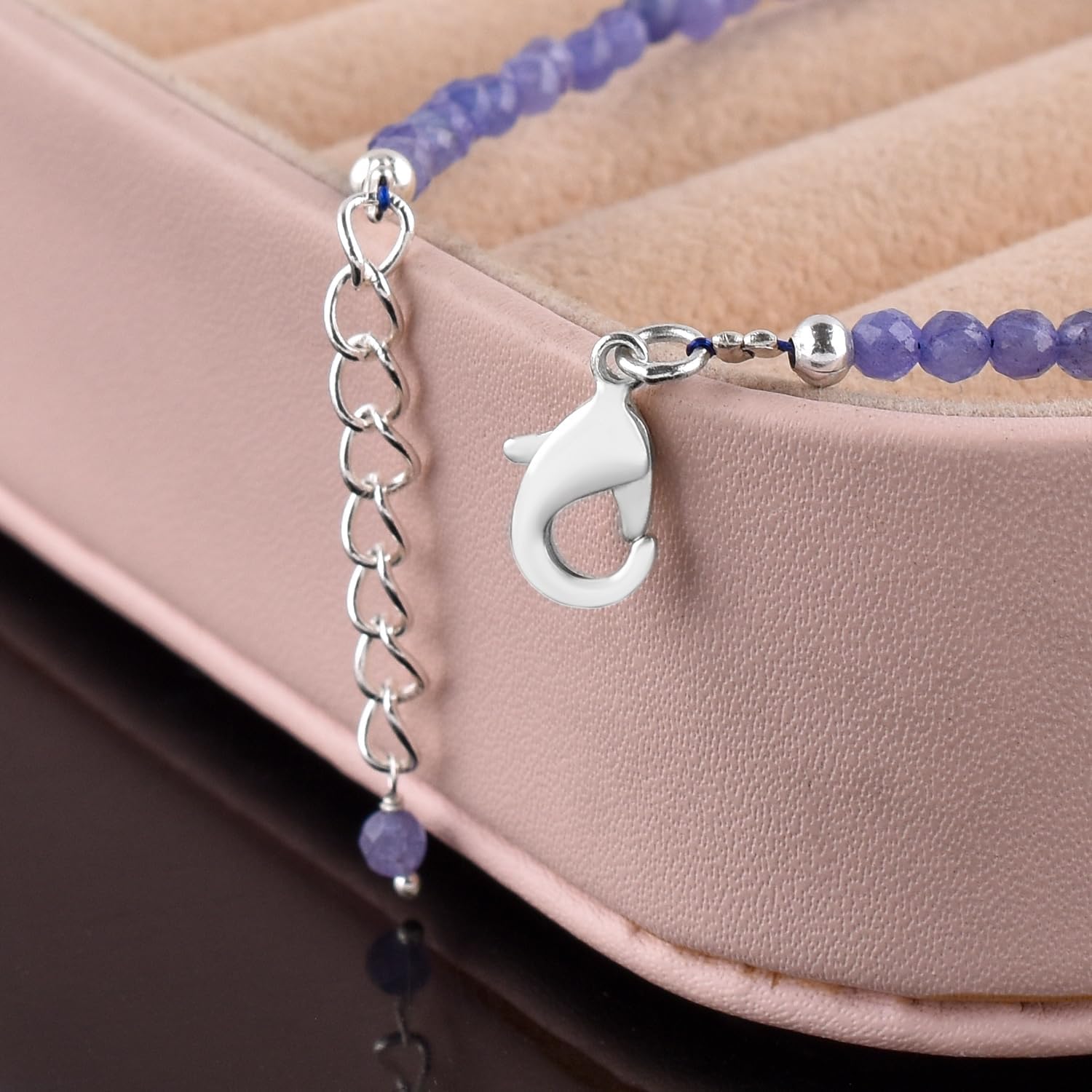 YANARA Natural Gemstone Micro Beads Dainty Simple Bracelet Jewelry for her Birthstone, Energy Crystals, Silver Plated Chain 8 inch Thoughtful Gifts For Her - Image 3