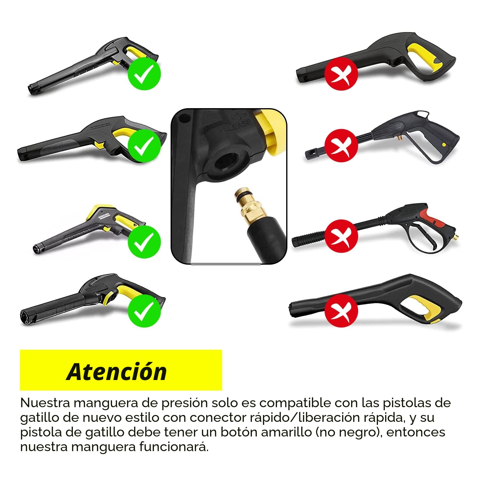 Stone Banks 10M manguera de alta presión para Kärcher K2 K3 K4 K5 K6 K7 Conector Rápido de Enchufe Tipo Clic, Manguera de Repuesto para Lavadora de Alta presión