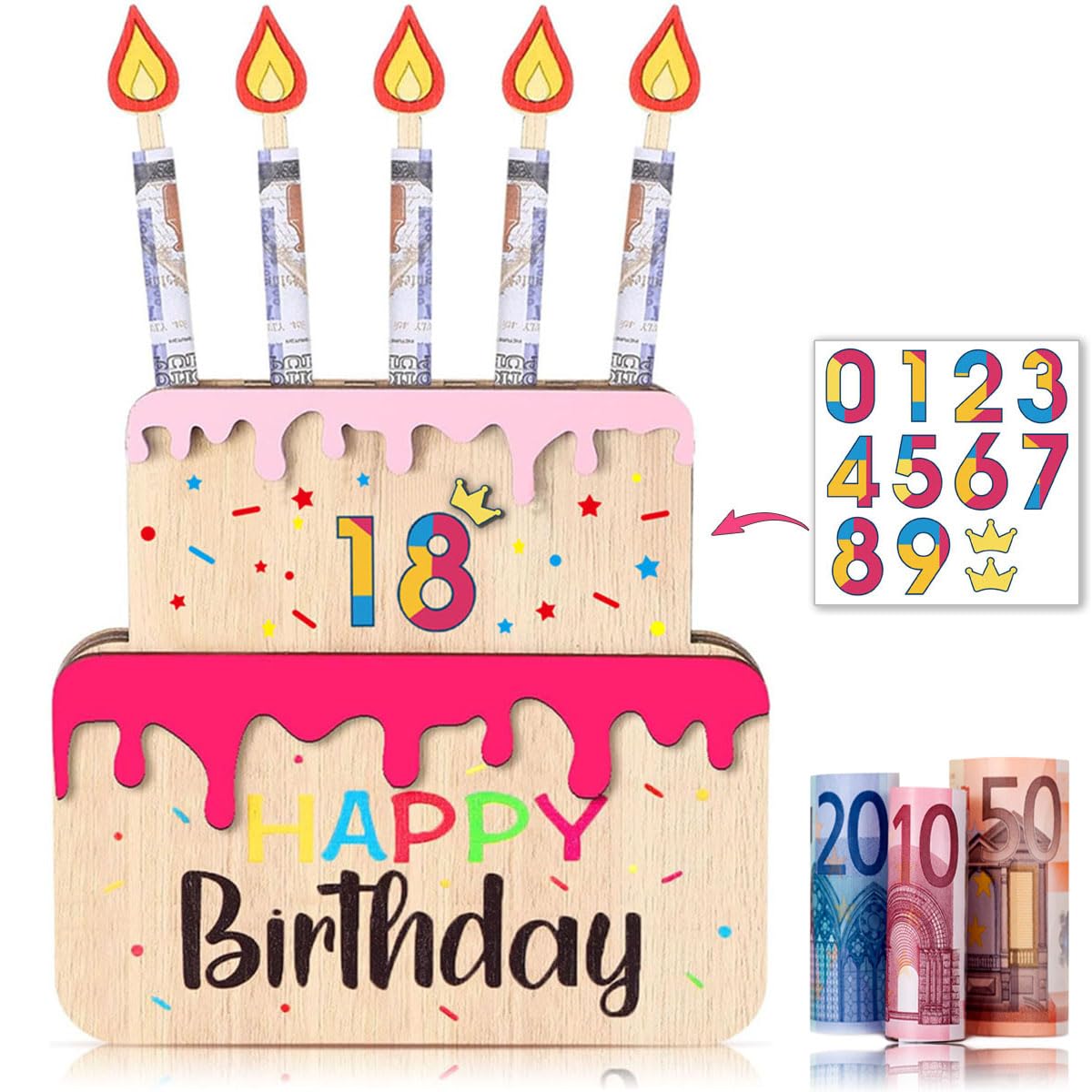 kiimiipa LED Geldgeschenke Geburtstag,Jugendweihe Geschenke Mädchen Junge,Personalisierte Geldgeschenke Geburtstag Lebensbaum Holz,Geldgeschenk Jugendweihe Deko,WunscherfüLler Geldgeschenk (Style 2)