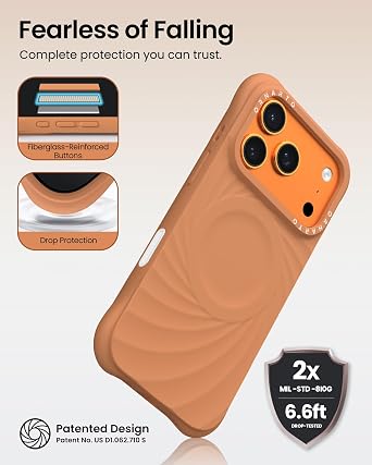 ORNARTO Vortuxe for iPhone 17 Pro Case 6.3 | 2X MIL-STD Protection | Camera Control Button | Compatible with MagSafe | Sleek Aesthetic Liquid Silicone Phone Cover | Autumn Orange