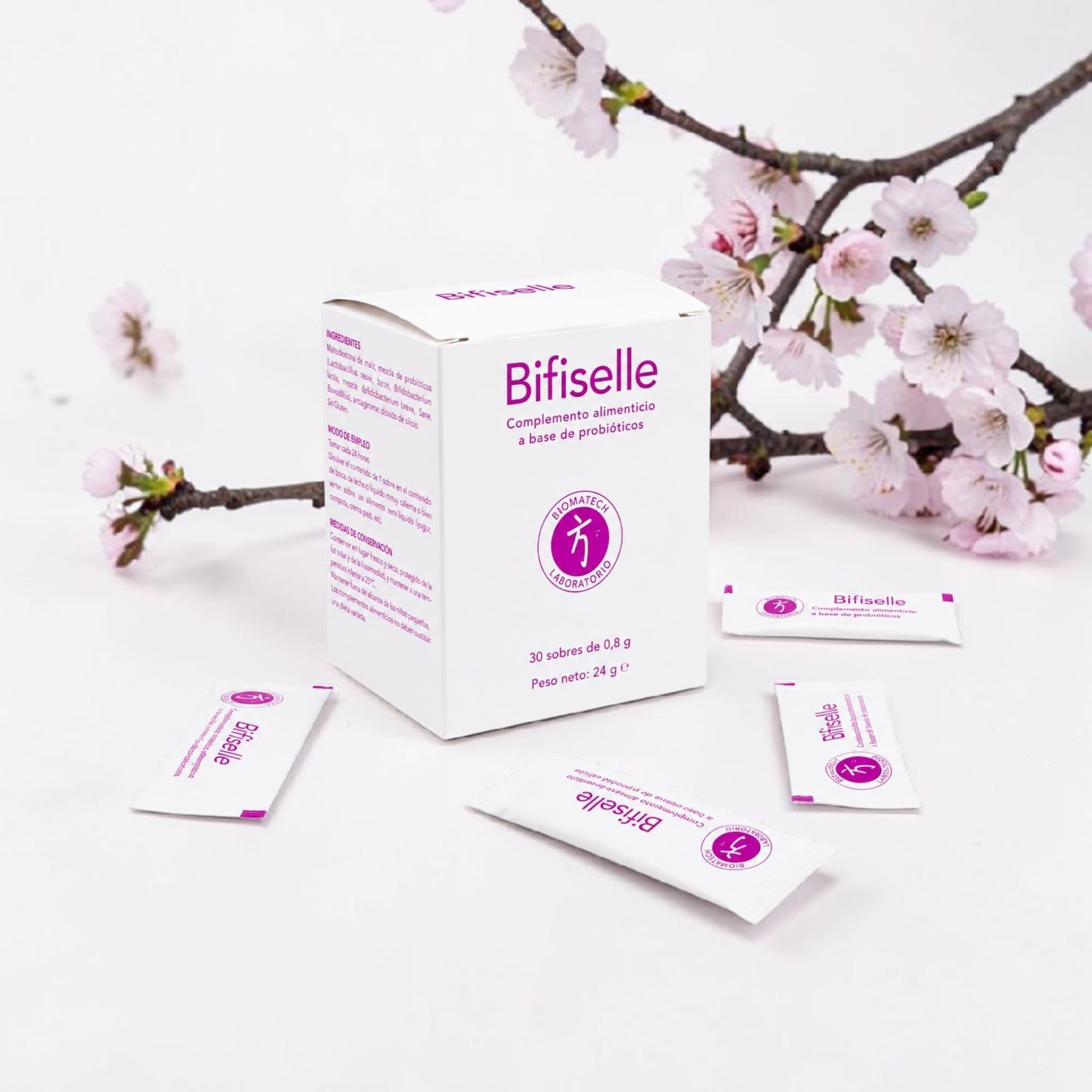 Bromatech Bifiselle 30 Sobres - 4 Cepas de Bifidobacterias para la Flora Intestinal y el Colon - Alivio de Gases, Hinchazón y Digestión Pesada - Probiótico en Sobres - Polvo de Fácil Disolución