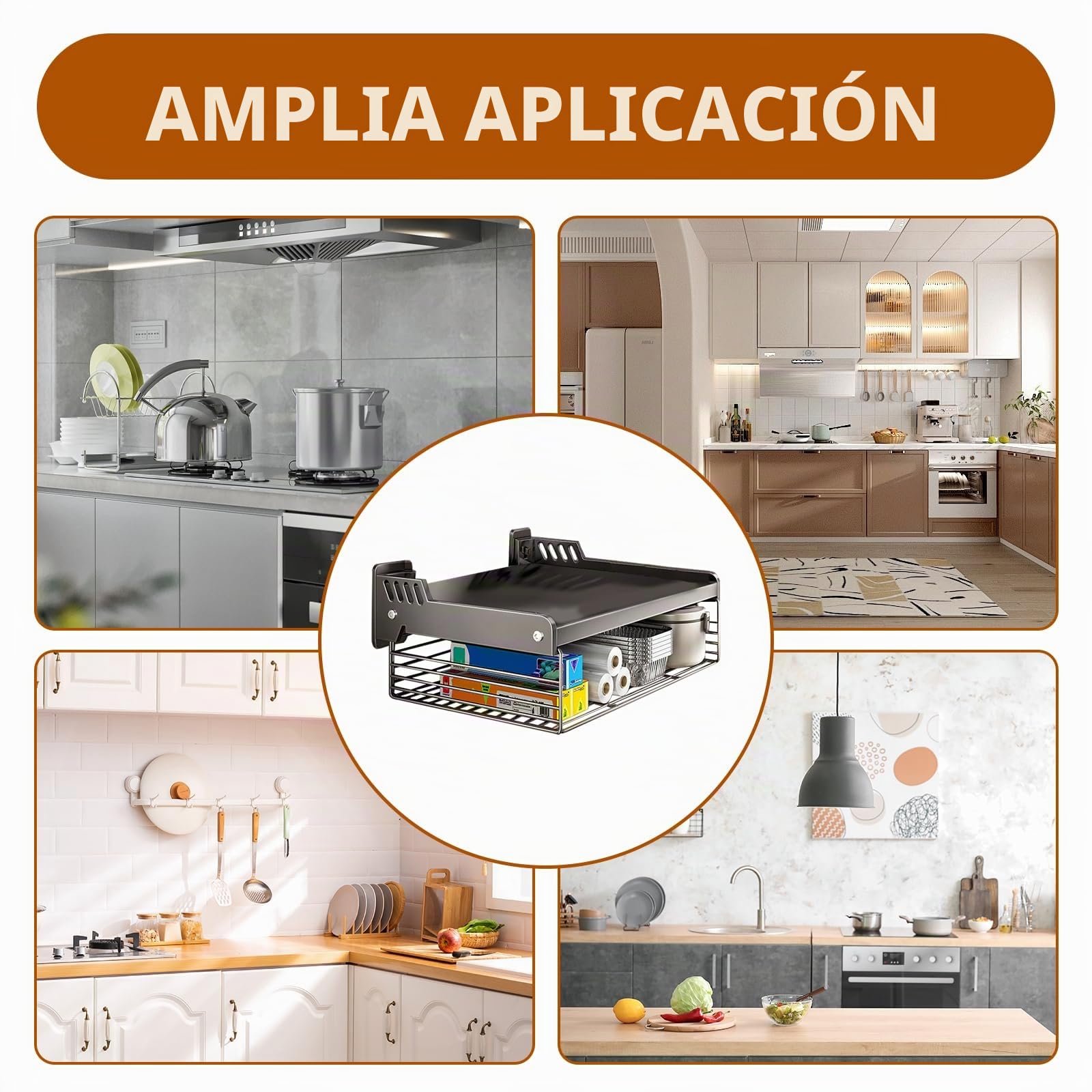Soporte Microondas, Soporte para Microondas de Pared 2 Niveles con Cesta de Alambre Estanteria Microondas Cocina de Metal para Horno y Microondas