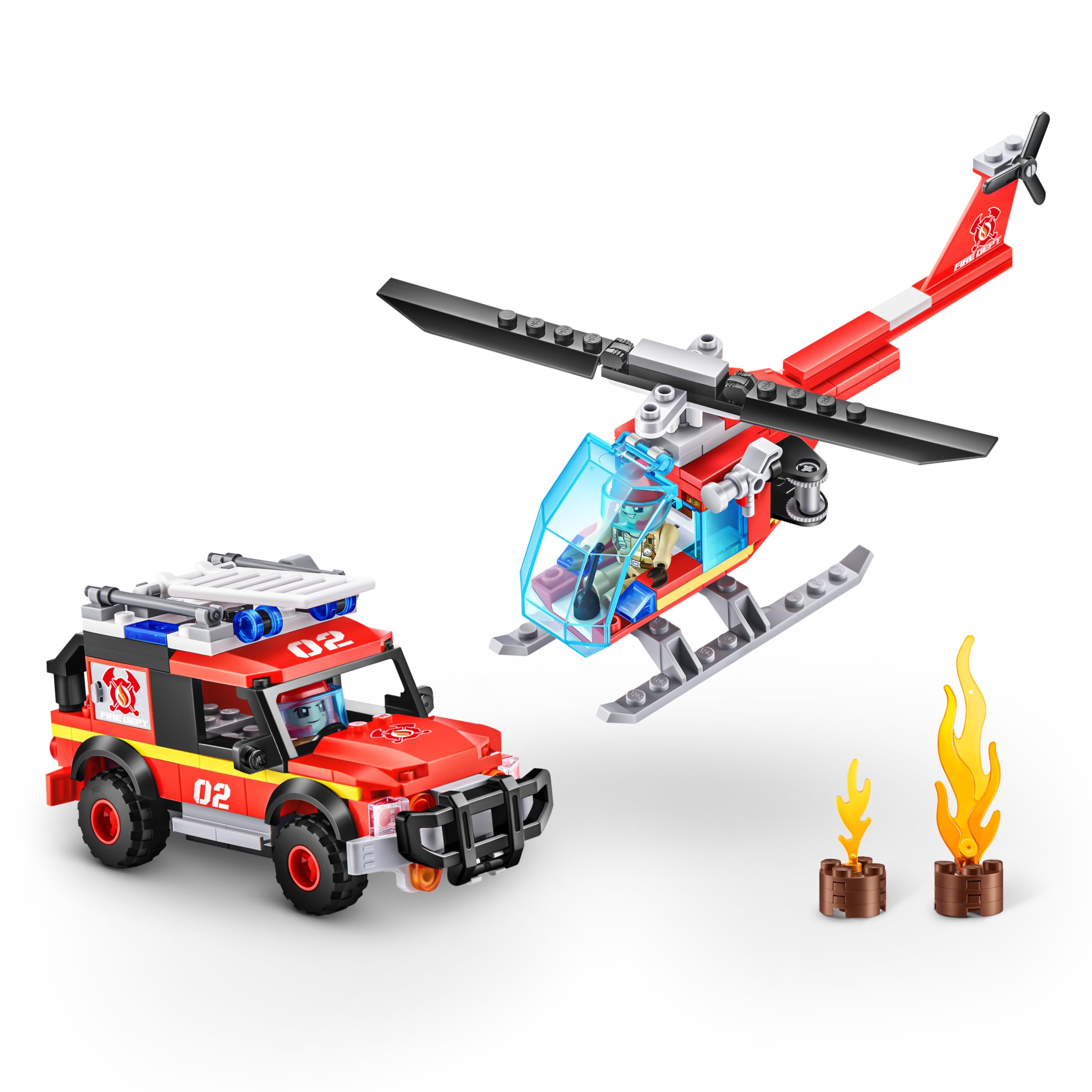 MAX Adventure Fire Rescue Playset (245 pieces) Building Bricks Toys For Kids 5+ Create Vehicles and More Unbox Discover - Image 2
