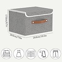 Vista 3 de OUTBROS Cajas de almacenamiento, contenedores de almacenamiento plegables con tapas, cestas de almacenamiento de tela de algodón y lino con asa