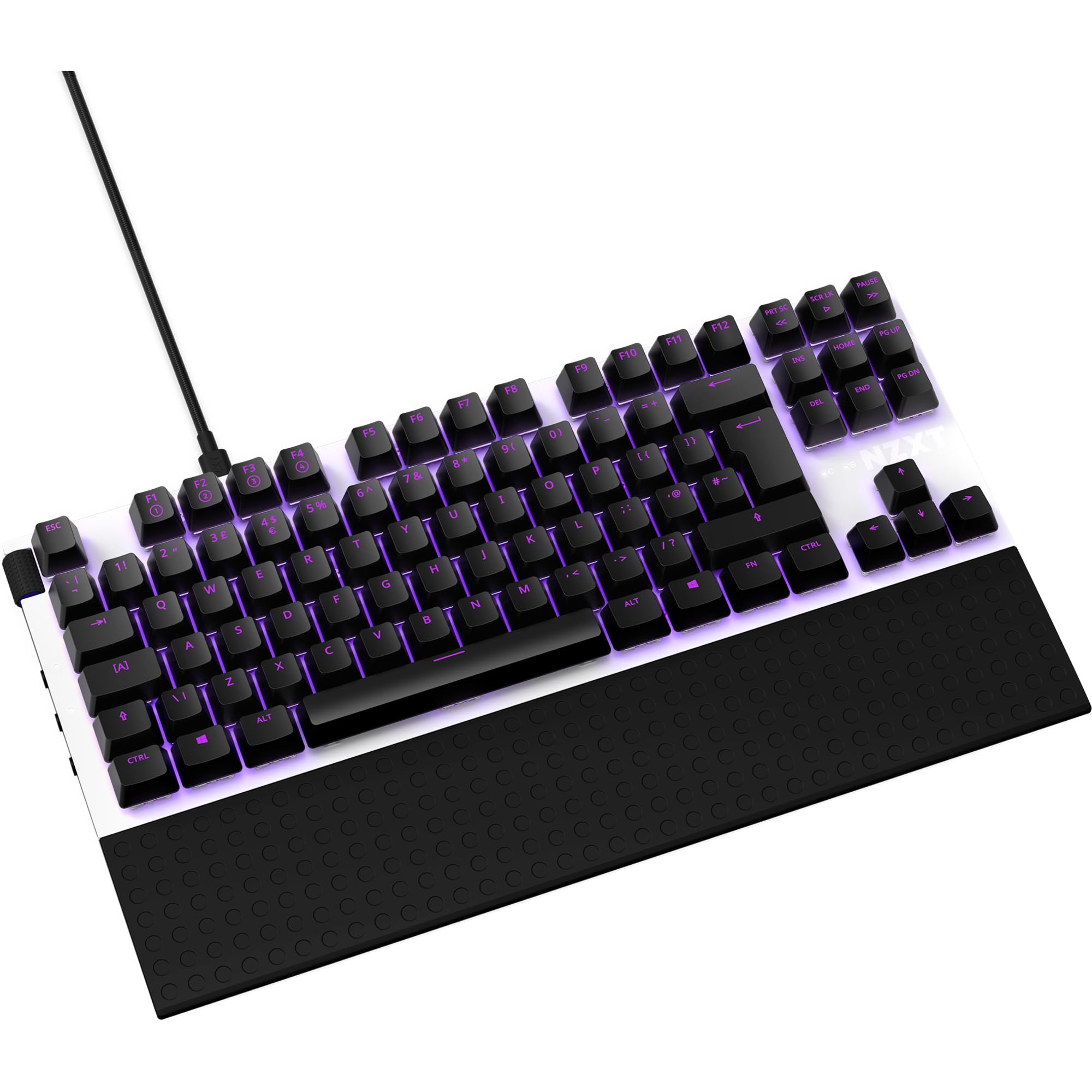 NZXT Function TKL 2022 - Mechaniczna klawiatura do gier PC - Podświetlana - Liniowy przełącznik RGB - Przełączniki kompatybilne z MX - Hot Swap - Osłona aluminiowa - Biały DE (QWERTZ)