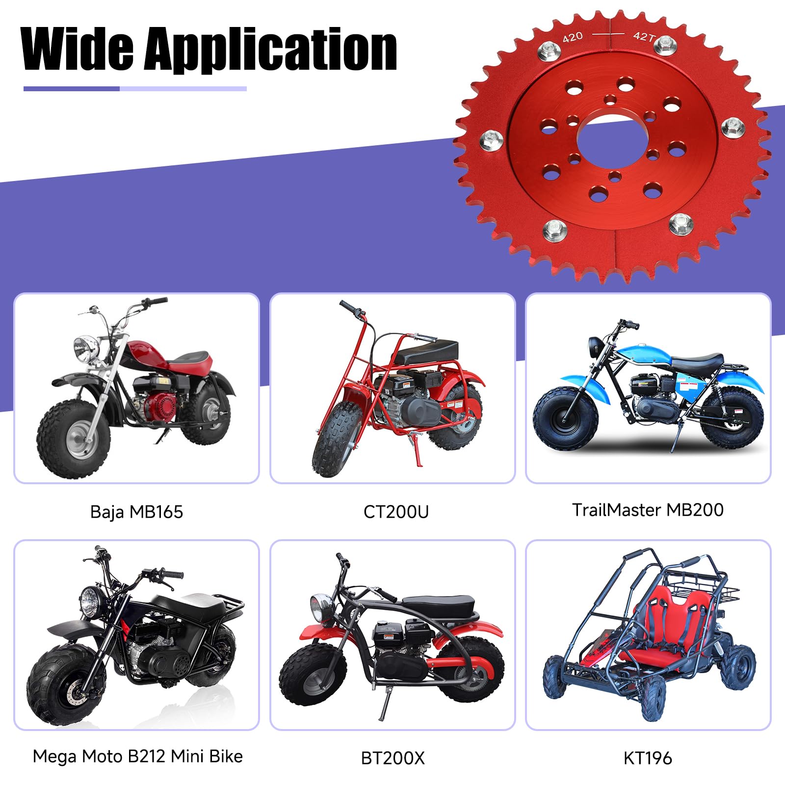 Mini Bike 420 Pignone 42 denti Go Kart Split Pignone Hub Compatibile con Coleman BT200X CT200U CT200U-EX Baja Warrior Massimo MB200 Predator 212cc 200cc 196cc 6.5hp Mini Bike Parts
