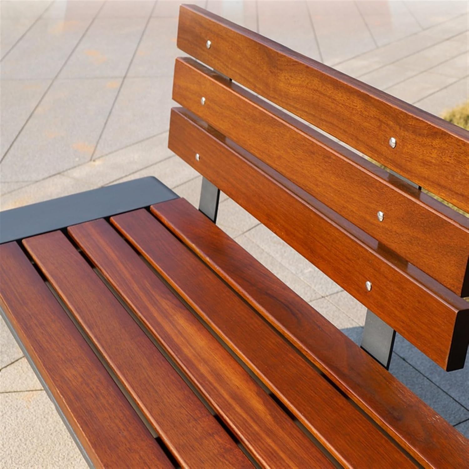 Garden Bench Outdoor Bench with Backrest, Steel Structure Park Bench with Thickened Slats Seats, Modern Durable Leisure Seats for Patio Garden Path Yard Deck Outdoor Bench (Size : 150x46x83cm)