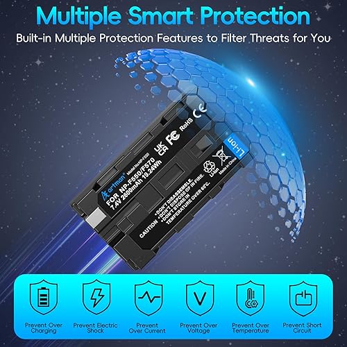 Miniatura 6 de Artman NP-F550 Battery 2-Pack and Wall Charger for Sony NP F550, F530, F970, F960, F770, F750, F330, CCD-SC55, TR516, TR716, TR818, TR910, TR917