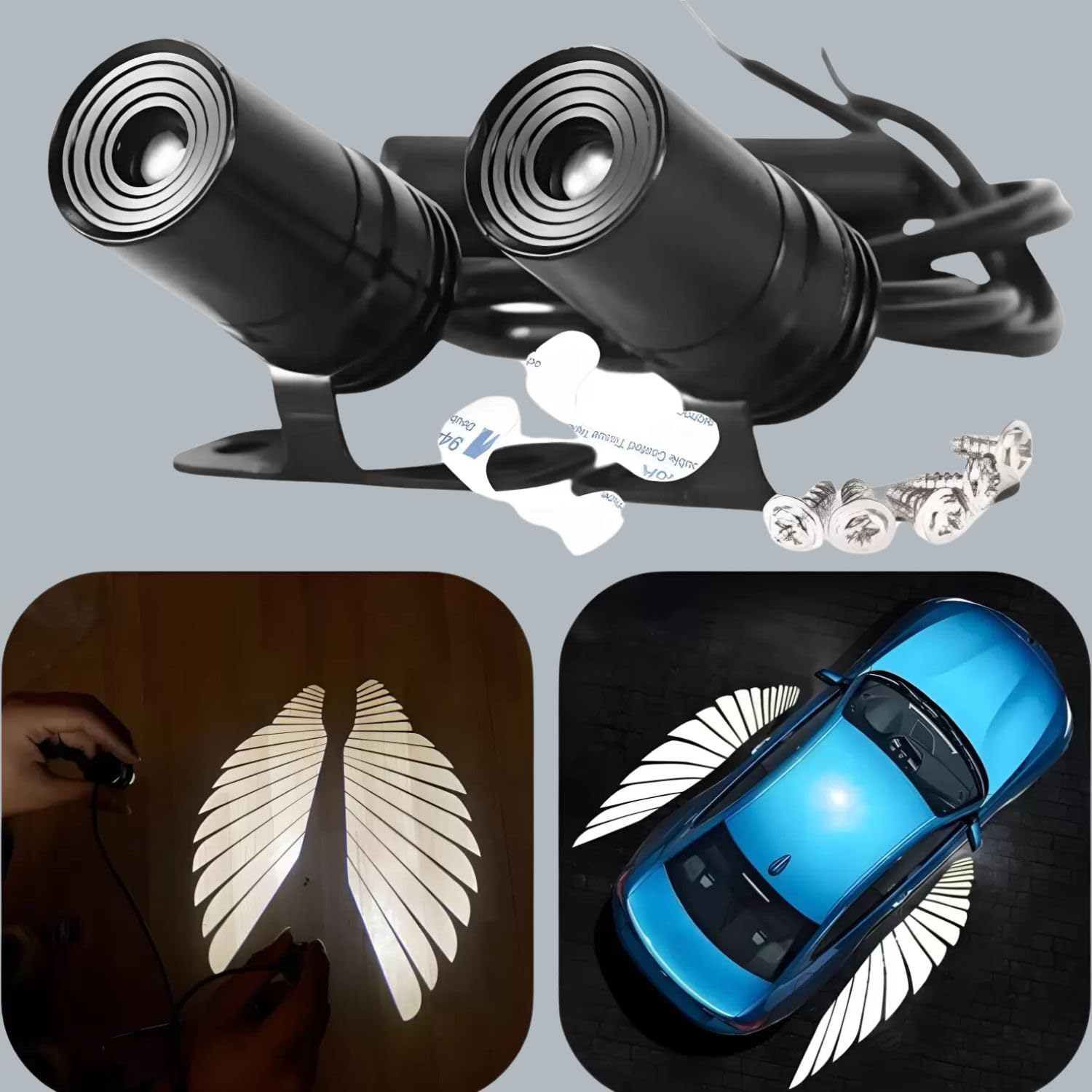 SRPHERE Motorcycle LED Angel Wings Style Light Waterproof, Universal fit for All Motorcycle and Car Models (White Color Angel Wings Reflection) (Pack of 1)