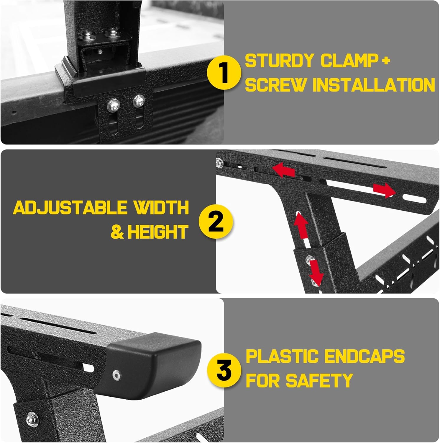 Binary Star Adjustable Truck Bed Rack Compatible with Most Trucks (Chevy/Dodge/Ford/Gladiator/Tundra/Tacoma), Kayak, Surfboard, Lumber, Snowboard, Ladder Rack for Truck