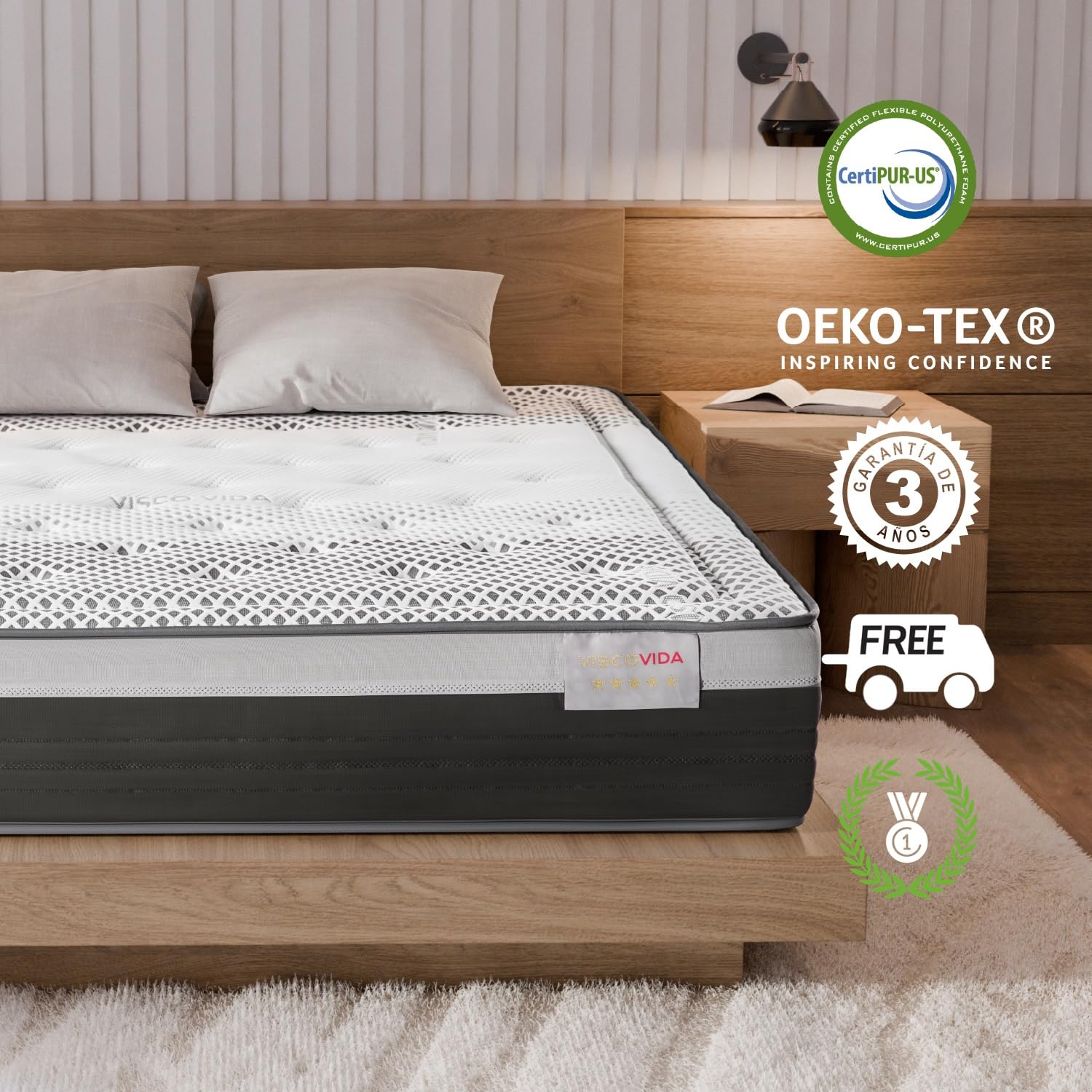 T-ORMU COLCHONES 150X190 VISCOELASTICOS Premium Firme – Colchón 150X190 Viscoelástico Firmeza Alta ± 29 CM Altura – Matrimonio – Traspirable Antialérgico Confortable Ergonómico Oeko-Tex