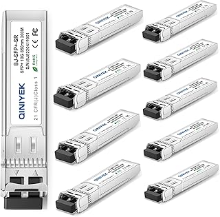 QINIYEK 10Pack 10GBase-SR SFP+ Transceiver,10G SR SFP Multi-Mode LC Module 850nm,up to 300 m,Compatible with Cisco SFP-10G-SR, Unifi UF-MM-10G, Meraki,Fortinet,Mikrotik,Netgear,Supermicro and More